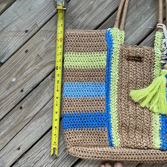 Shore Thing Women's Tan Raffia Straw Large Tote Bag NWOT - Picture 6 of 11